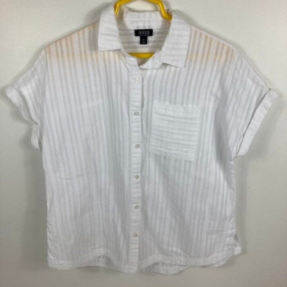 Womens Ana Sleeve Cap Cotton Shirt White XS